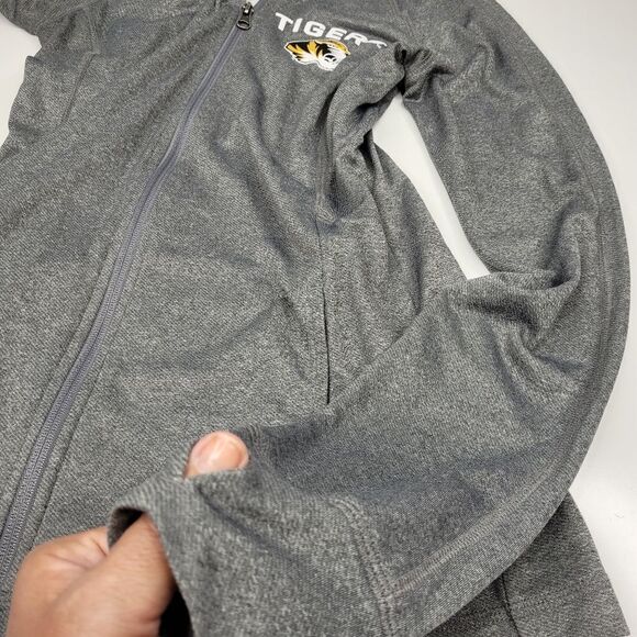 M MU Majestic MISSOURI UNIVERSITY MIZZOU TIGERS zip jacket pockets gray medium - Picture 7 of 11